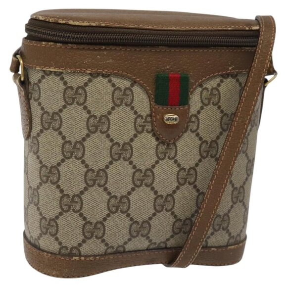 GUCCI GG Supreme Web Sherry Line Shoulder Bag PVC Beige - Picture 1 of 16